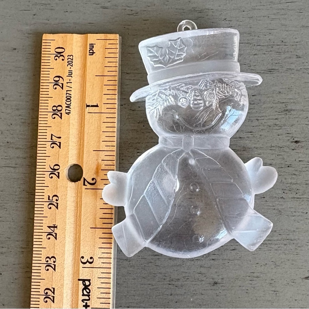 VTG Christmas Tree Ornaments Clear Frosted Plastic Angel Snowman 3 Inch Holiday - Picture 9 of 9